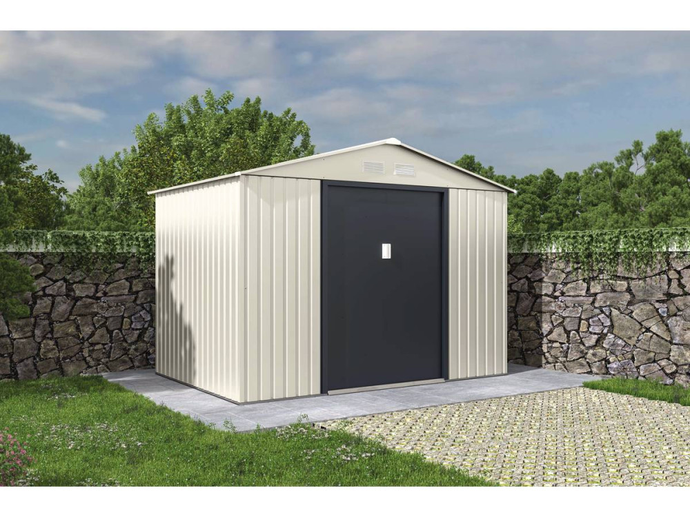 Abri de jardin métal "Nebraska" - 5,29 m2 (4,83 m2 au sol) - Beige