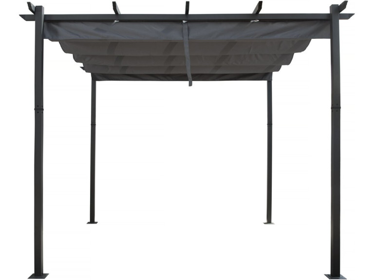 Pergola en aluminium avec toit rétractable - 3 x 3 m - Gris