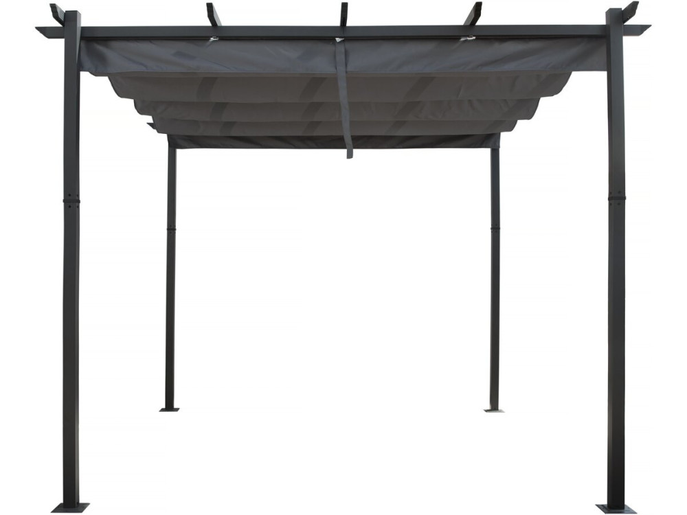 Pergola en aluminium avec toit rétractable - 3 x 3 m - Gris