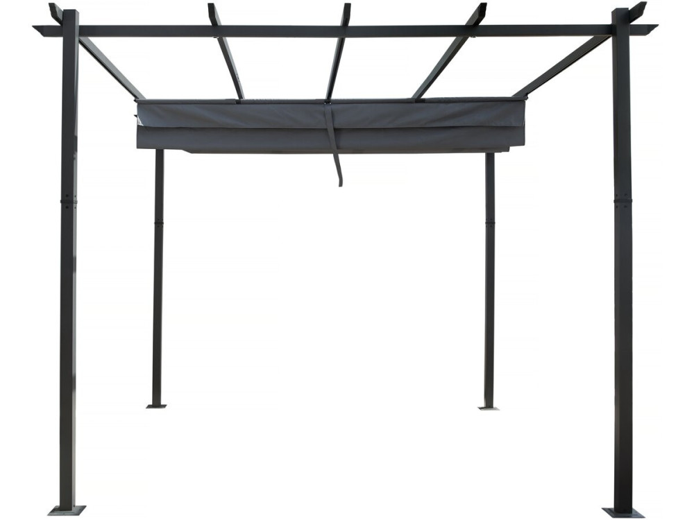Pergola en aluminium avec toit rétractable - 3 x 3 m - Gris
