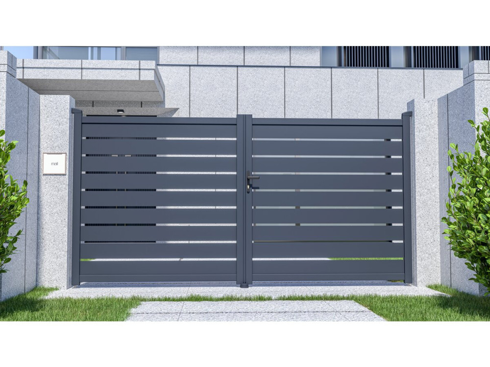 Portail aluminium  "Bastien" - 350 x 176 cm - Anthracite