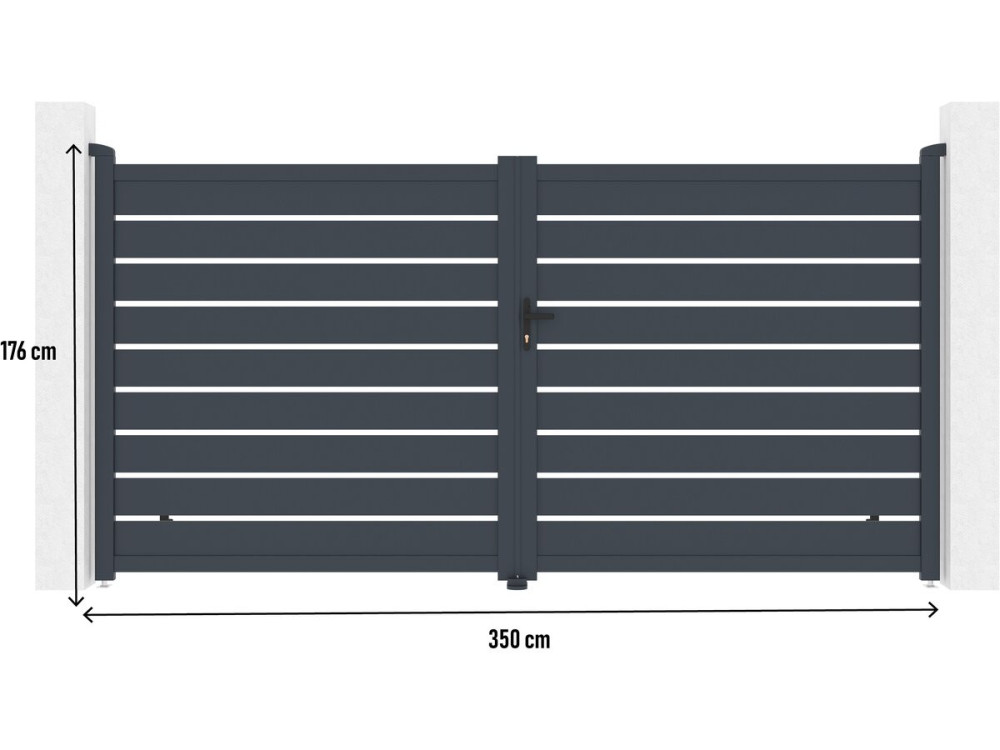 Portail aluminium  "Bastien" - 350 x 176 cm - Anthracite