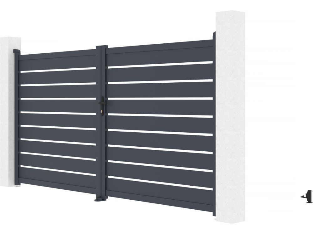 Portail aluminium  "Bastien" - 350 x 176 cm - Anthracite