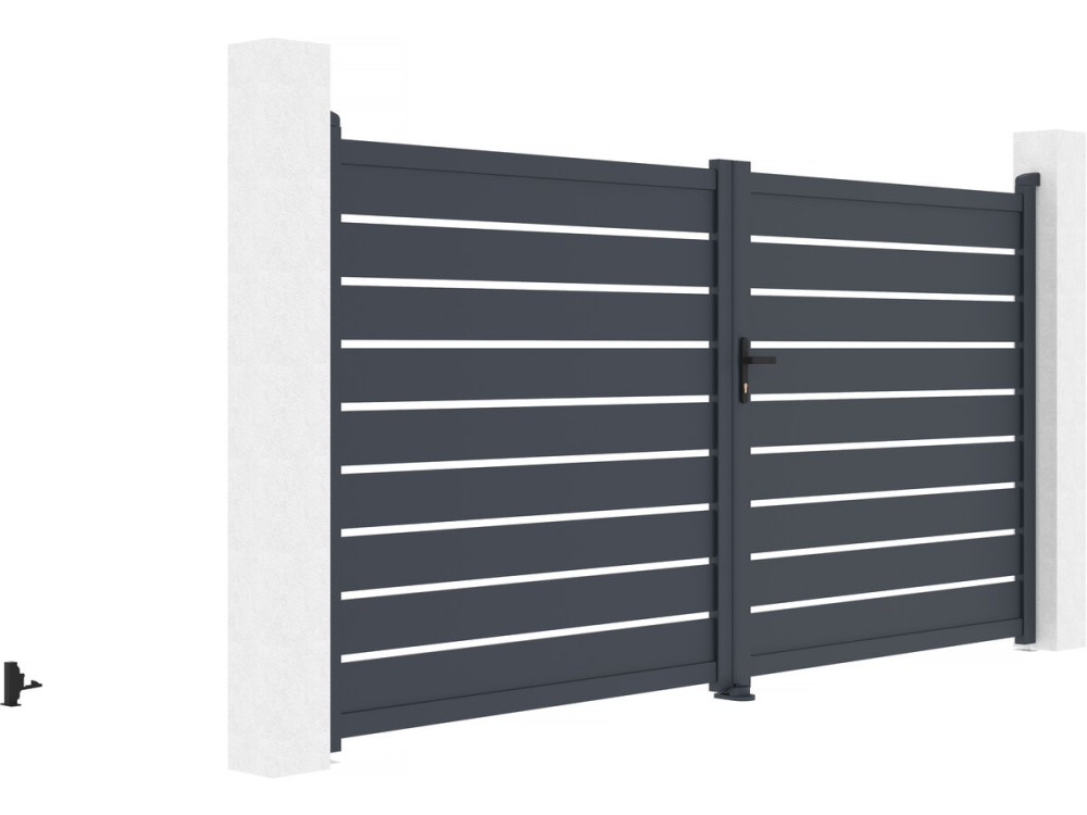 Portail aluminium  "Bastien" - 350 x 176 cm - Anthracite