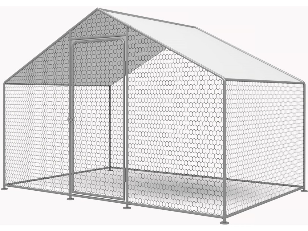 Enclos à poules 6 m² parc grillagé 2 x 3 x 2 M acier galvanisé