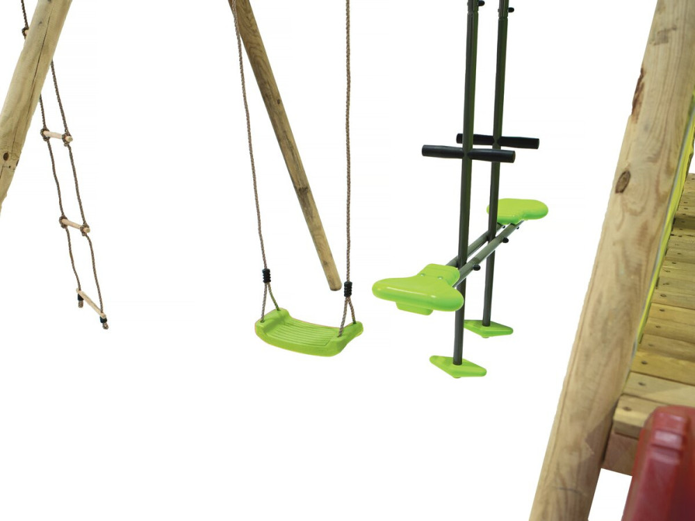 Portique Bois "Kida" - Avec 1 Toboggan - 1 Balançoire - 1 Face à face - 1 Nacelle.