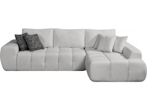 Canapé d'angle droit en tissu style bubble "Sidonie" - 4 places - Gris