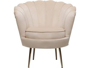 Fauteuil en velours "Floria" - 70 x 73 x 76 cm - Beige