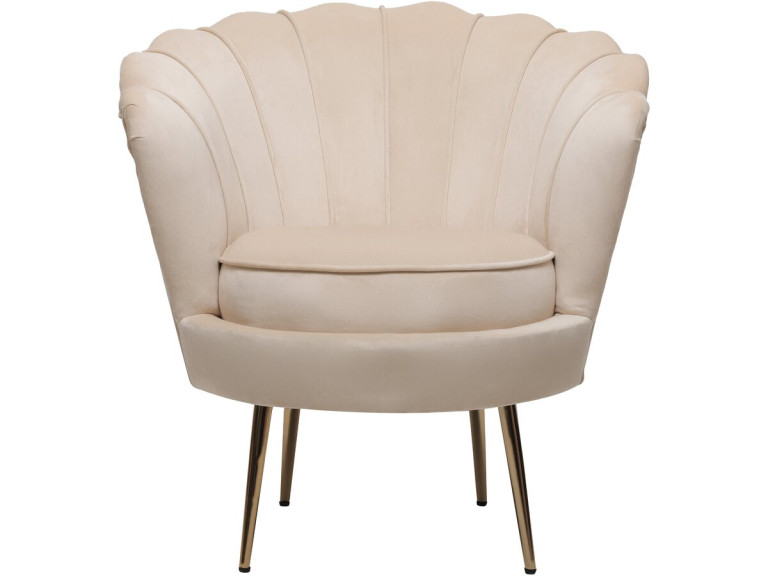 Fauteuil en velours "Floria" - 70 x 73 x 76 cm - Beige