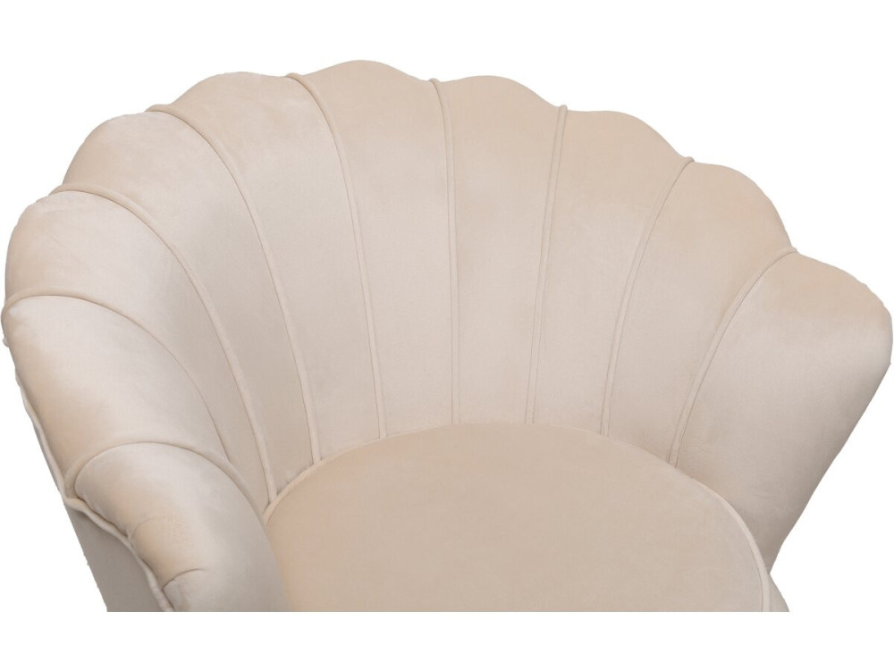 Fauteuil en velours "Floria" - 70 x 73 x 76 cm - Beige