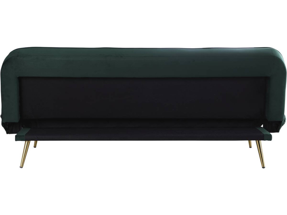 Canapé Clic Clac velours "James" - 180 x  83 x 75 cm - 3 places - Vert foncé.