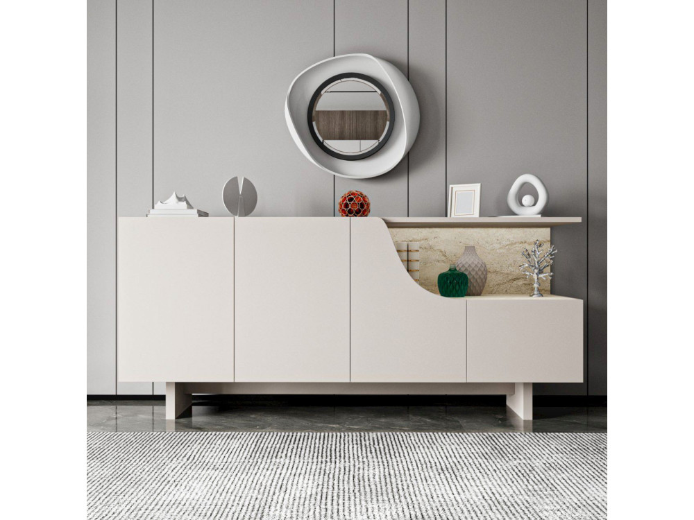 Buffet en bois "Line" - 180 x 40 x 81 cm - Beige