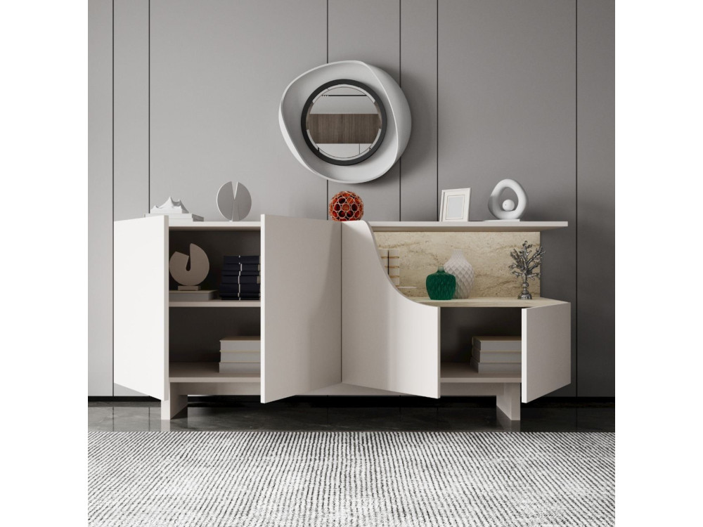Buffet en bois "Line" - 180 x 40 x 81 cm - Beige