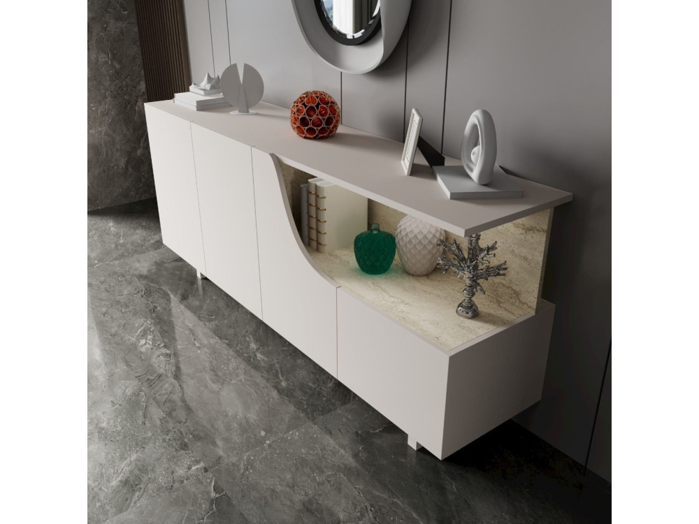 Buffet en bois "Line" - 180 x 40 x 81 cm - Beige