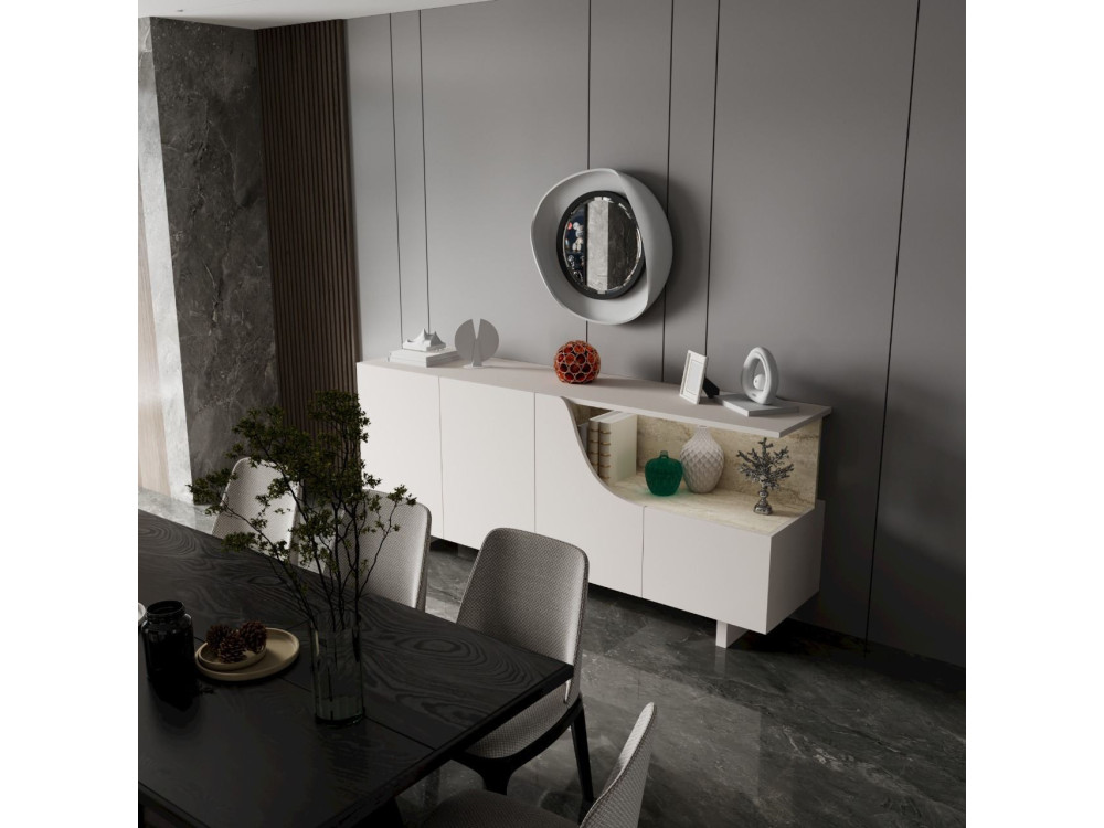 Buffet en bois "Line" - 180 x 40 x 81 cm - Beige