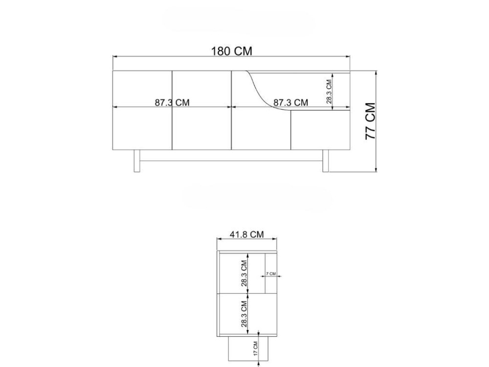 Buffet en bois "Line" - 180 x 40 x 81 cm - Beige