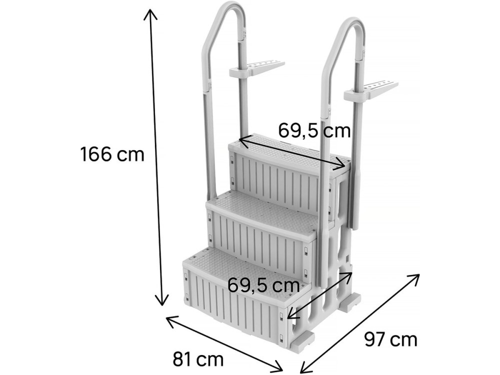 Escalier simple de piscine "Nathan" - 3 marches - en plastique