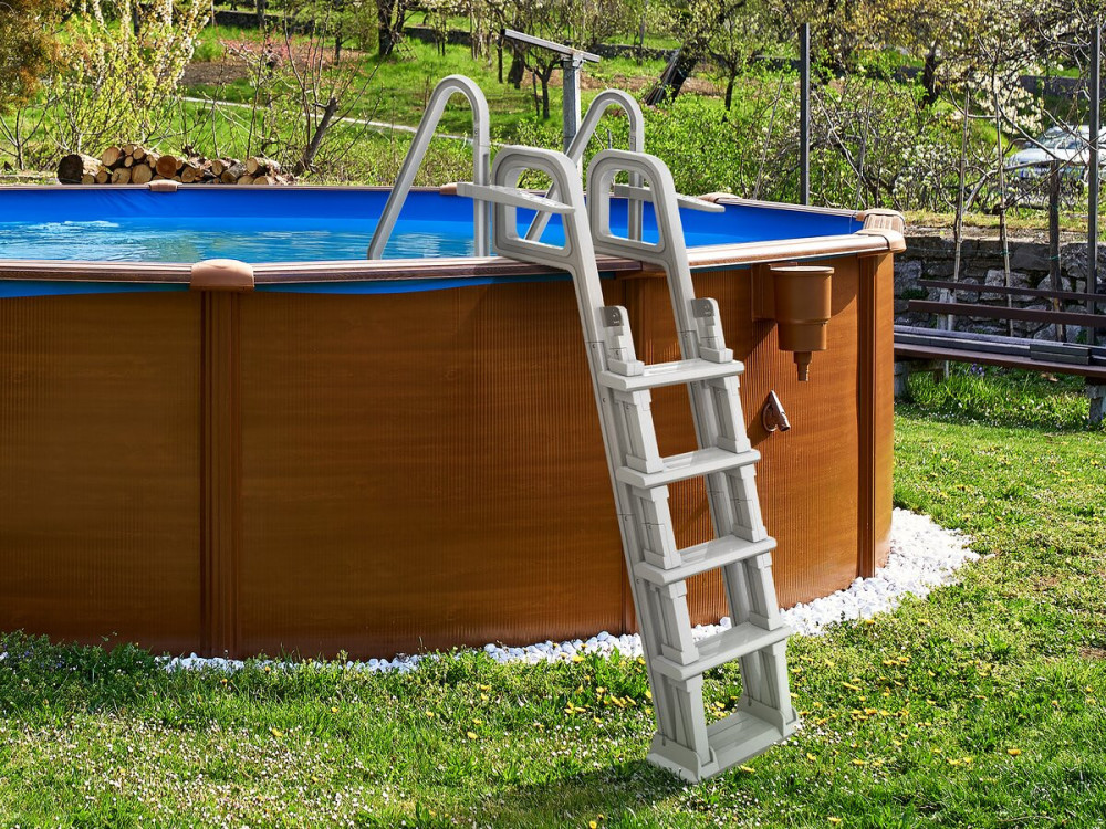 Escalier double piscine "Mario" avec système de sécurité enfant