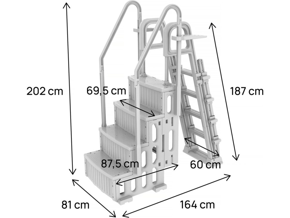 Escalier double piscine "Mario" avec système de sécurité enfant